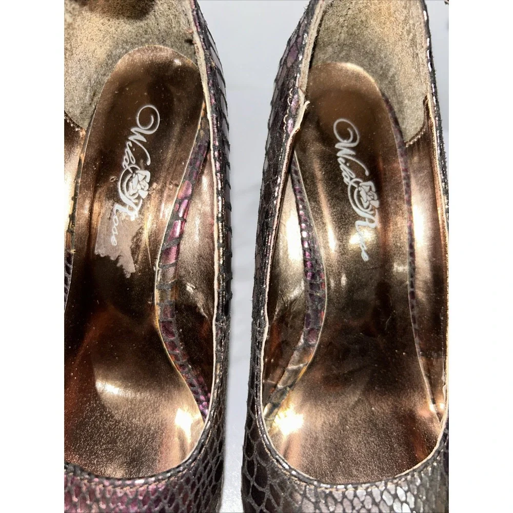 Tony‎ Bowls Platform Stiletto Heels Wild Rose Metallic Snakeskin Size 7